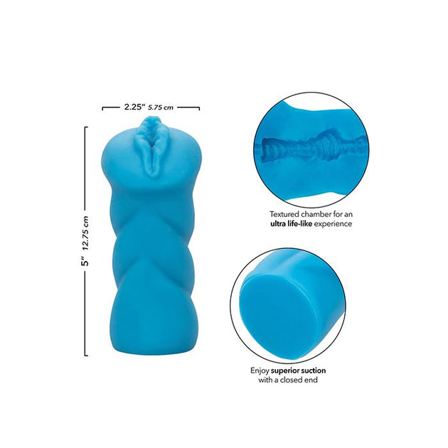 Diagram of ANIME Stroker Bunny showing product length and inner texture. Includes details on its closed-end design and suction features.