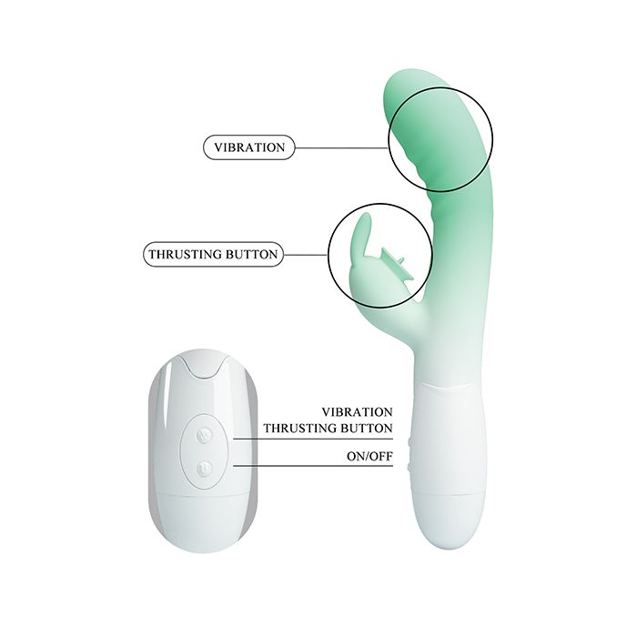 Pretty Love Cerberus Licking Rabbit Vibrator  - Aqua Ombre