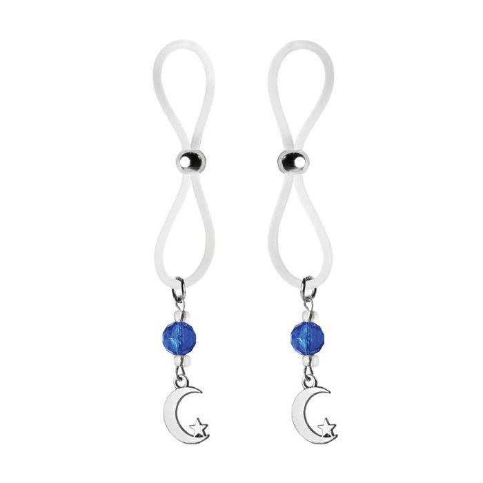 Bijoux de Nip Nipple Halos Moon & Star Charm - Blue/Clear Shipmysextoys