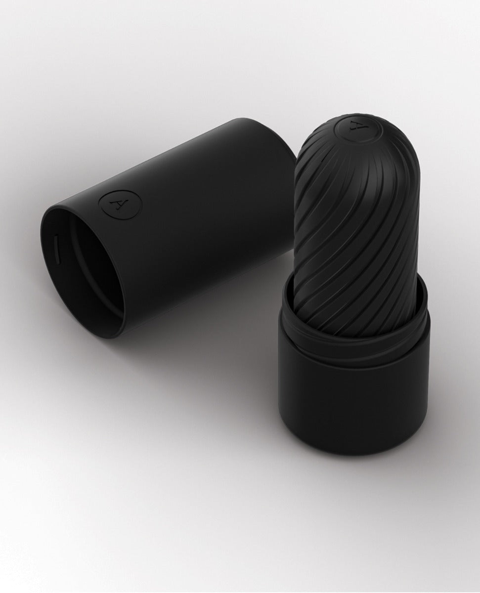 Black arcwave Ghost stroker showing both textured and smooth sides for customizable sensations