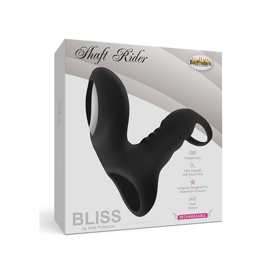 Bliss Shaft Rider Vibrating Cock Ring Sleeve - Black Shipmysextoys