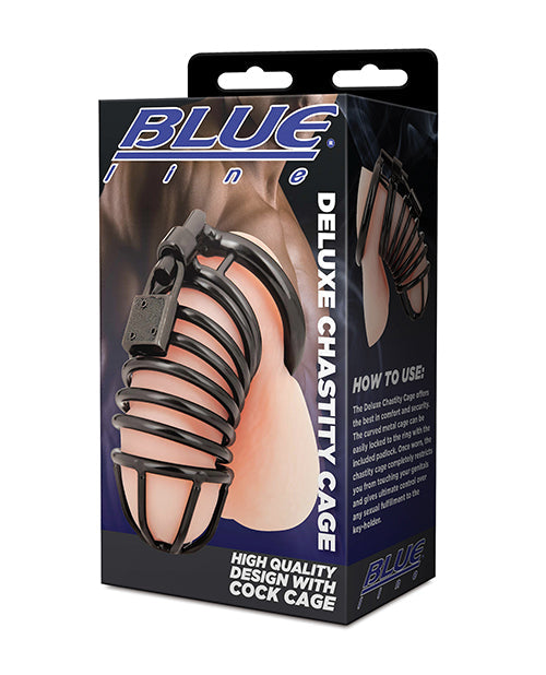 Blue Line Deluxe Chastity Cage - Black Shipmysextoys