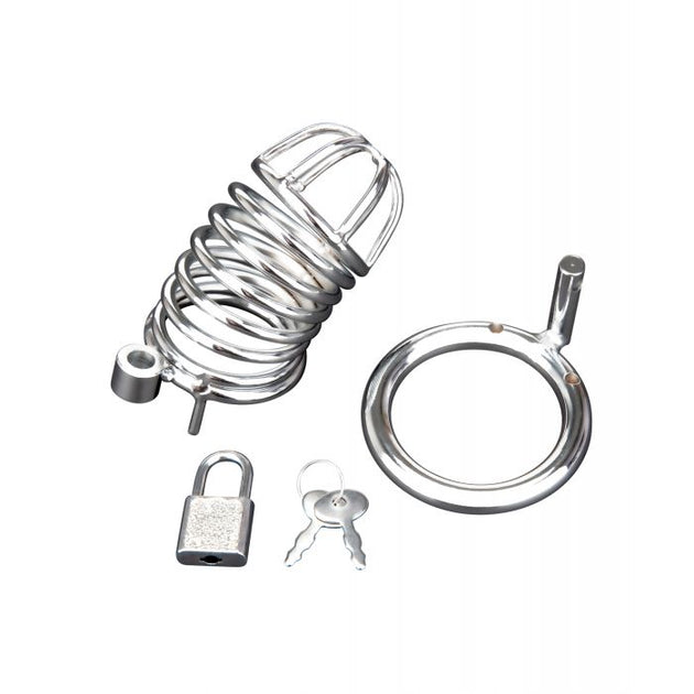 Blue Line Deluxe Chastity Cage - Silver Shipmysextoys