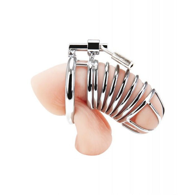 Blue Line Deluxe Chastity Cage - Silver Shipmysextoys