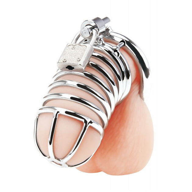 Blue Line Deluxe Chastity Cage - Silver | Cock Cage Restraint 