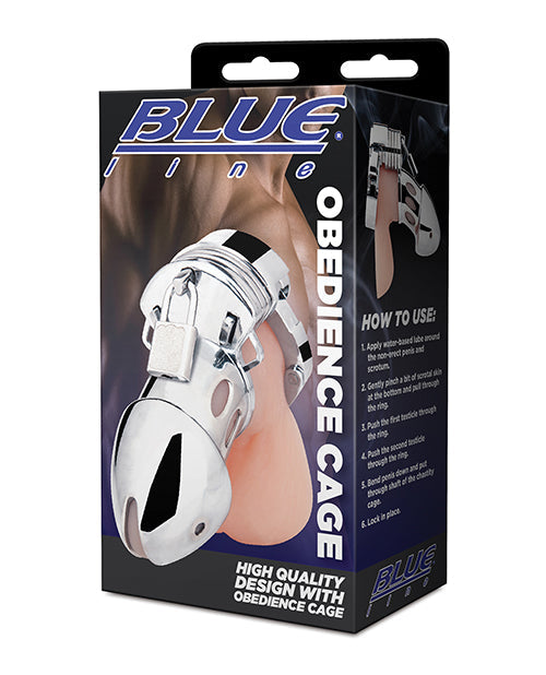 Blue Line Obedience Cage - Silver Shipmysextoys