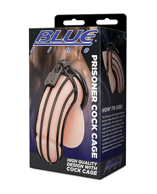 Blue Line Prisoner Cock Cage - Black Shipmysextoys