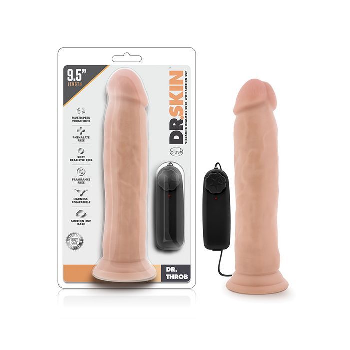 Blush Dr. Skin Vibrating  Cock With Suction Cup