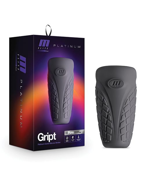 Blush M Elite Platinum Gript Silicone Stroker - Black Shipmysextoys