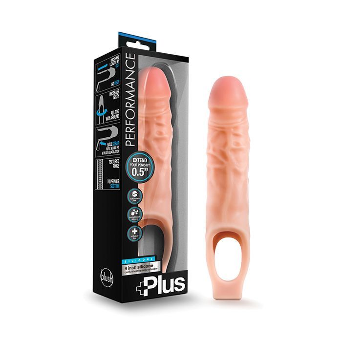 Blush Performance Plus 9" Silicone Cock Sheath Penis Extender - Flesh Shipmysextoys