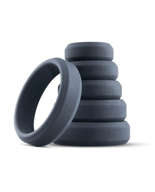 Boners 6 Pc Wide Cock Ring Set - Black Shipmysextoys