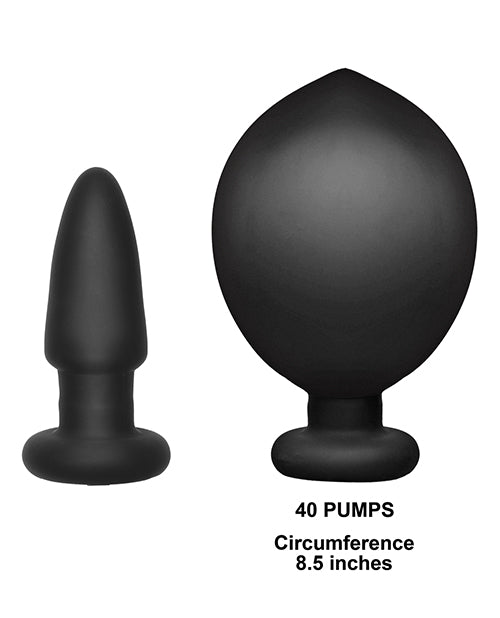 butt plug on left in not inflated and the butt plug on the right is inflated to 8.5 in 
