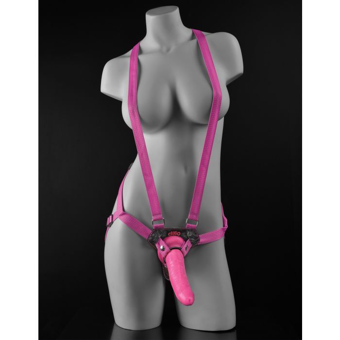 Dillio 7" Strap-On Suspender Harness Set - Pink Shipmysextoys