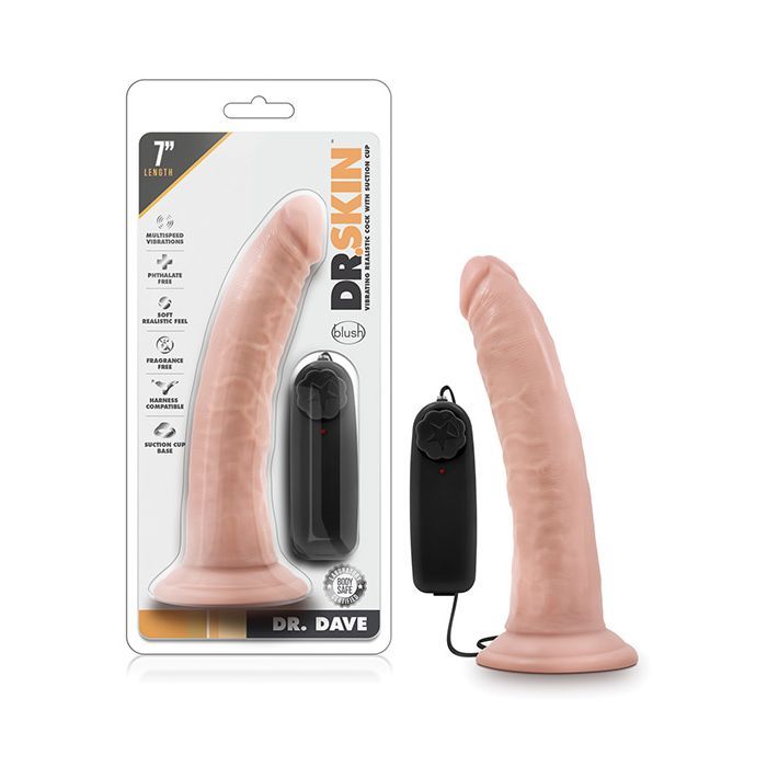 Blush Dr. Skin Vibrating  Cock With Suction Cup