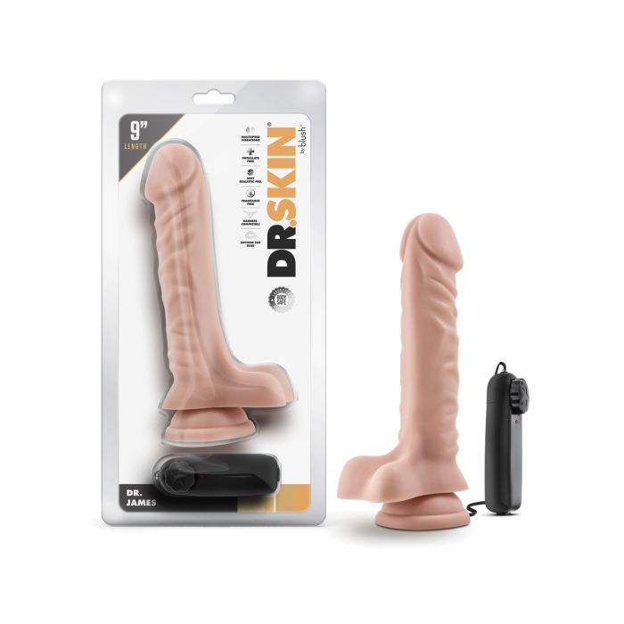 Blush Dr. Skin Vibrating  Cock With Suction Cup