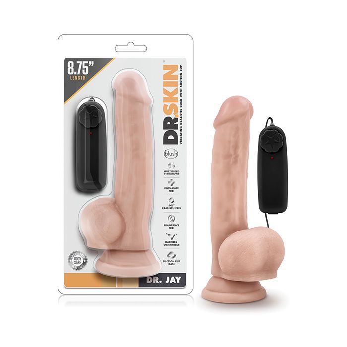 Blush Dr. Skin Vibrating  Cock With Suction Cup