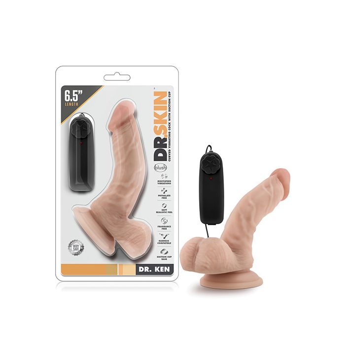 Blush Dr. Skin Vibrating  Cock With Suction Cup