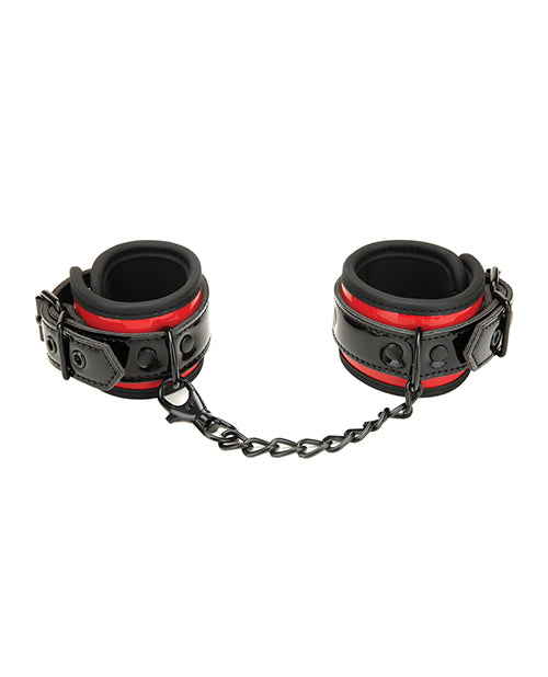 WhipSmart Heartbreaker Deluxe Buckle Love Cuffs - Black/Red