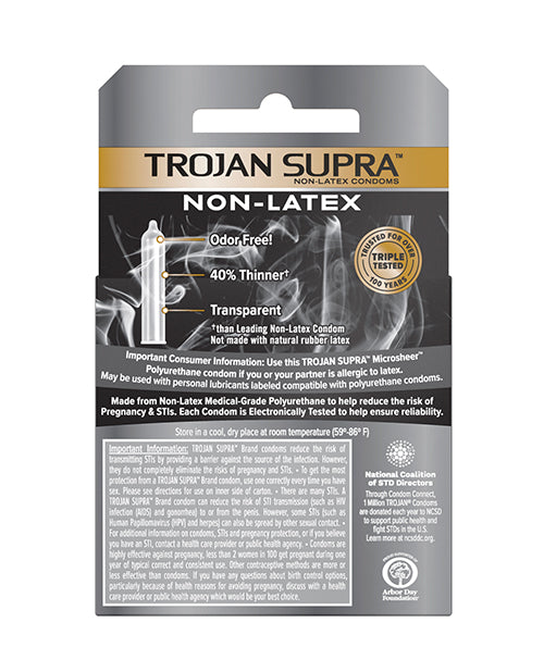 Trojan Supra Ultra-Thin Polyurethane Condoms - Box of 3