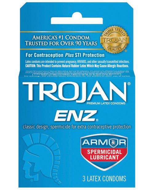 Trojan Enz Spermicidal Lubricated Condoms - Box of 3