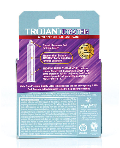 Trojan Ultra Thin Armor Spermicidal - Box of 3