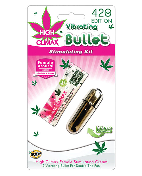 High Climax Vibrating Bullet Stimulating Kit w/Hemp Seed Oil - Silver