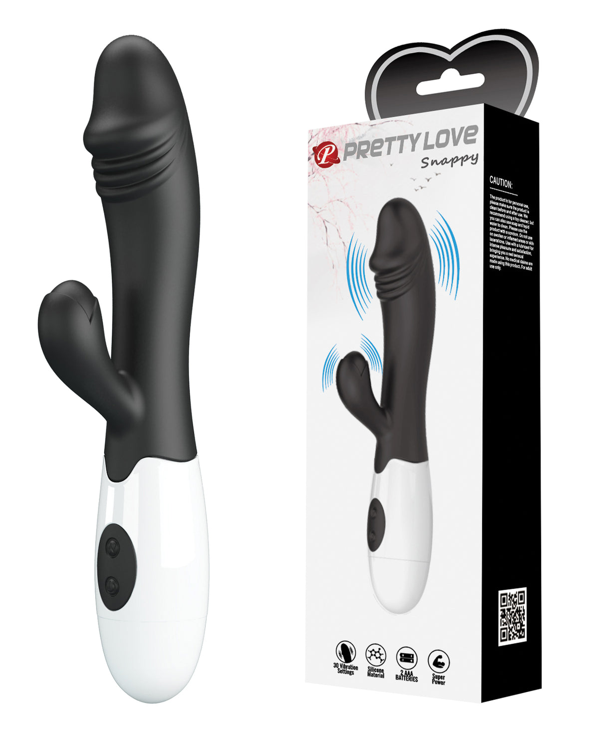 Pretty Love Snappy Rabbit Vibrator - Black