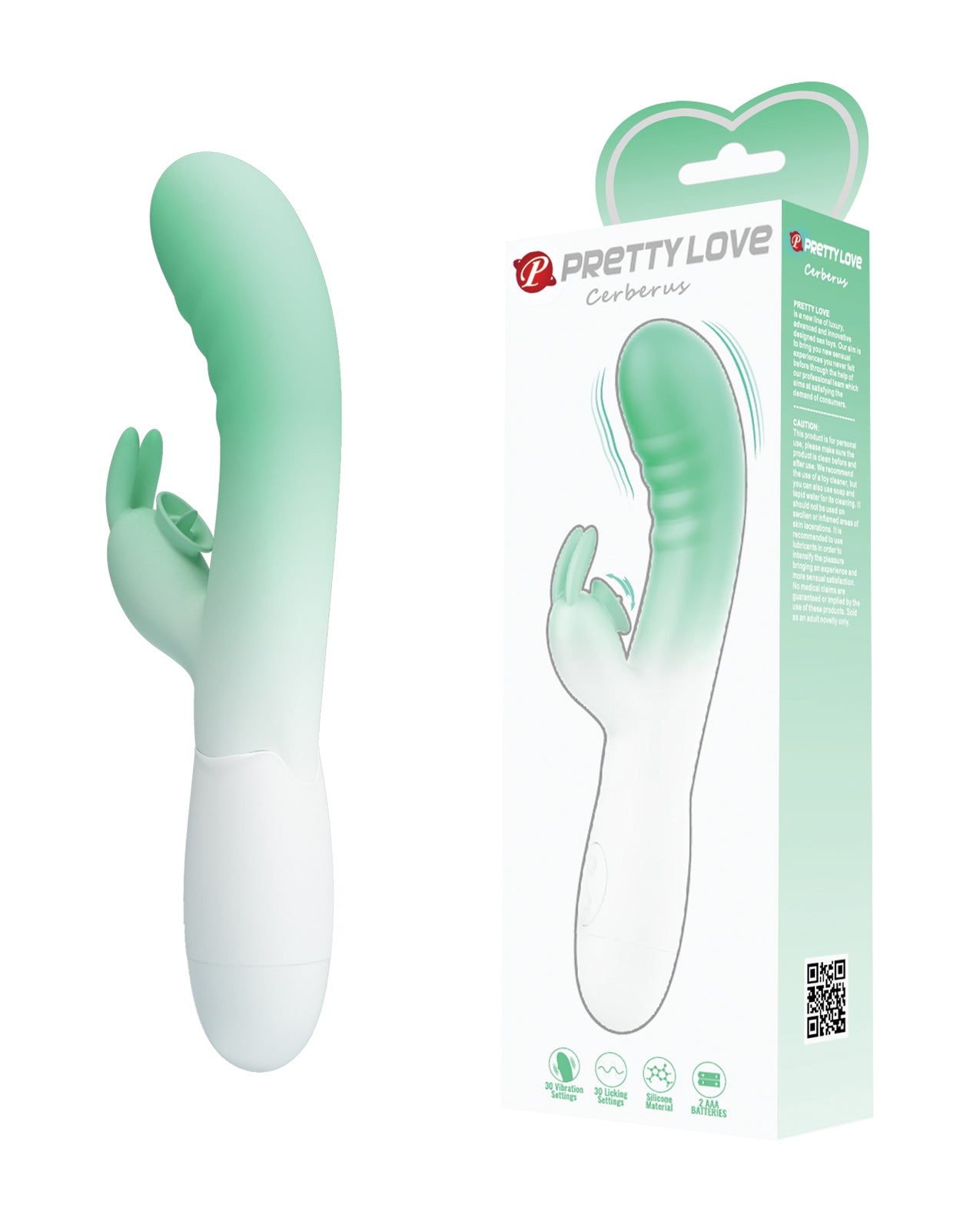 Pretty Love Cerberus Licking Rabbit Vibrator  - Aqua Ombre