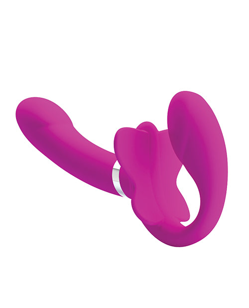 Pretty Love Valerie Vibrating Strapless Strap On - Fuchsia