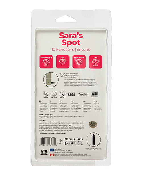 Sara's Spot Rechargeable Bullet W/g Spot Sleeve - 10 Functions