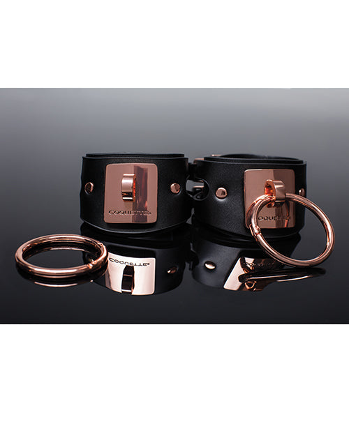 Pleasure Collection Adjustable Handcuffs - Black/Rose Gold