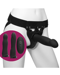 Body Extensions Be Naughty Vibrating 4 Piece Strap On Set - Black