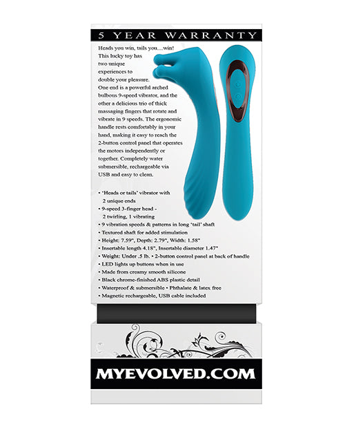 Evolved Heads or Tails Rechargeable Vibrator - Teal