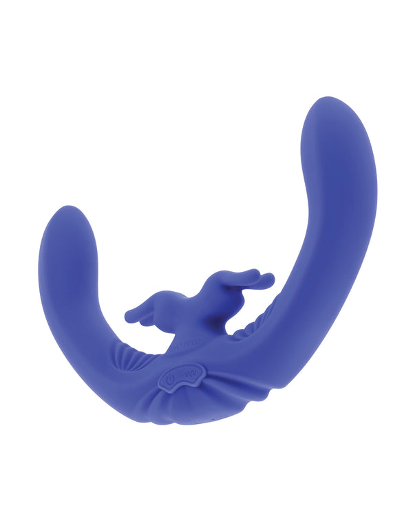 Evolved Lovebirds Curved Dual-Ended Rabbit Vibe w/Remote Control - Blue