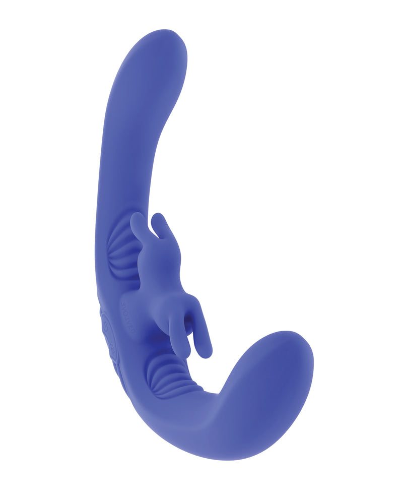 Evolved Lovebirds Curved Dual-Ended Rabbit Vibe w/Remote Control - Blue