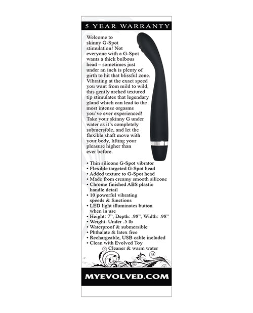 Evolved Skinny G  Silicone G Spot Vibrator - Black