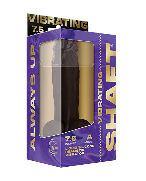 Shaft Flexskin Liquid Silicone 7.5" Vibrating Dong w/Balls - Mahogany