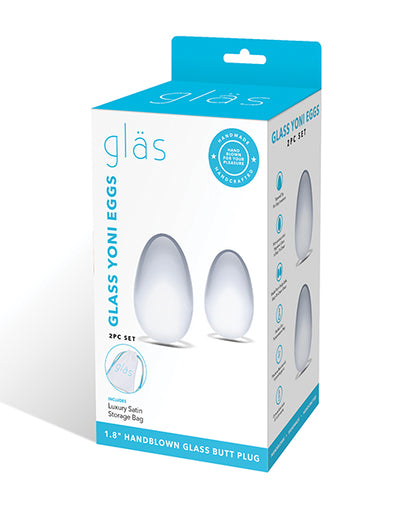 Glas 2-Piece Glass Yoni Eggs Set – Clear Pelvic Floor Trainers