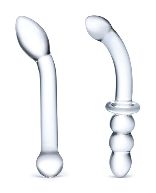 Glas 2 pc G-Spot Pleasure Glass Dildo Set - Clear