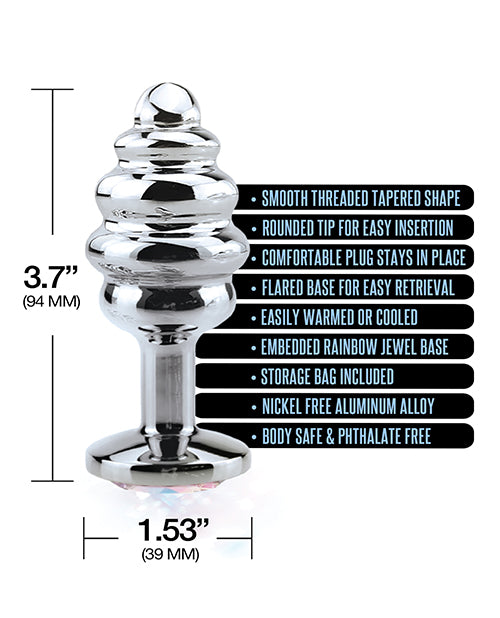 Nixie Honey Dipper Ribbed Metal Rainbow Jeweled Butt Plug
