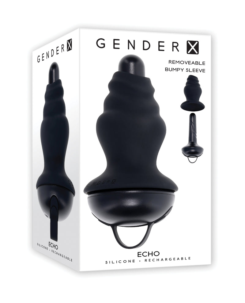 Gender X ECHO Vibrating Shaft w/Removable Silicone Sleeve - Black