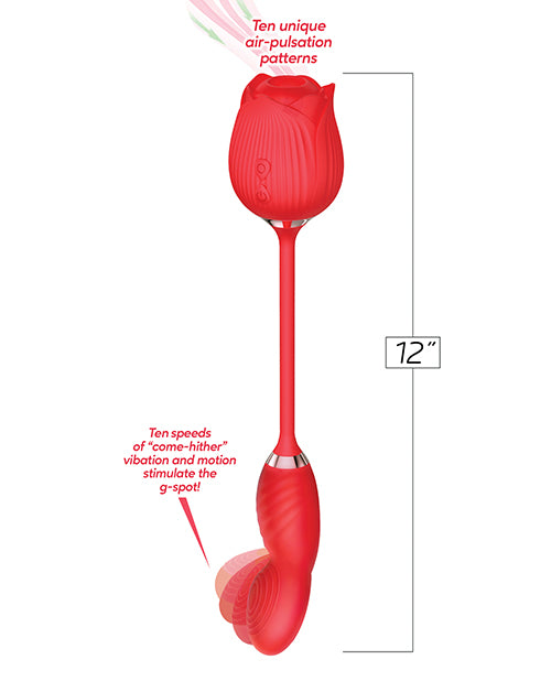 Wild Rose Suction & Come Hither Vibrator – Red