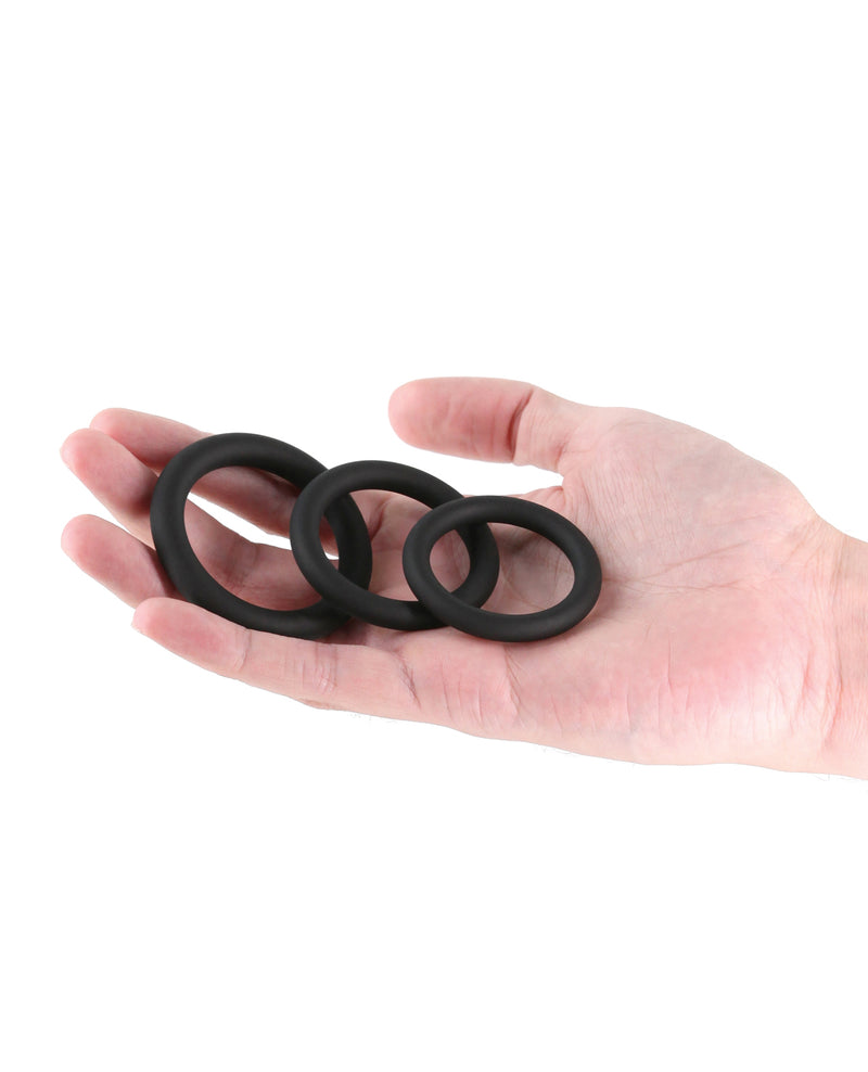 Renegade Slim Cock Rings - Black, 3 pc Set