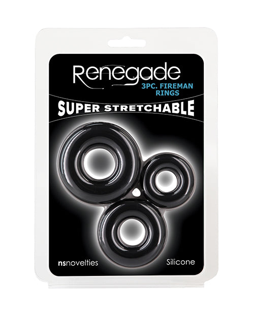 Renegade Fireman Cock Rings - Pack of 3 Black