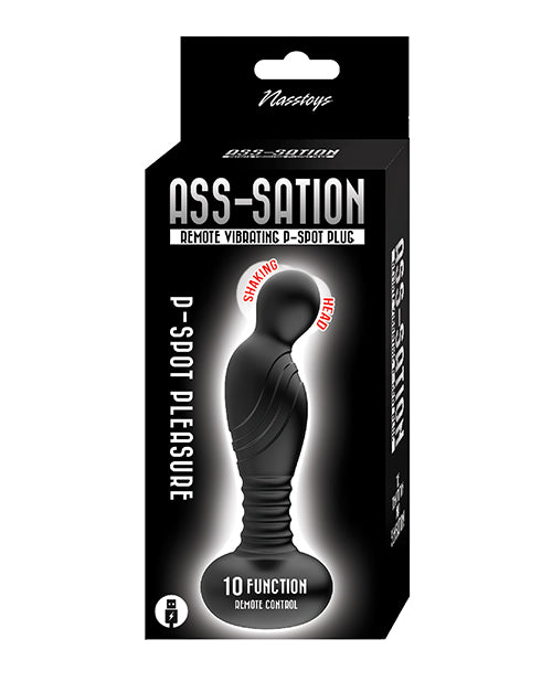 Ass-sation Remote Vibrating P Spot Plug - Black