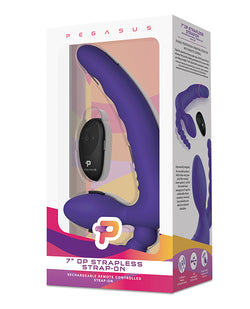 Pegasus 7" Strapless Strap On w/Remote - Purple