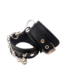 Rouge Fetish Play Vegan Leather Wrist Cuffs - Black