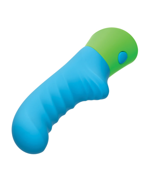 Rave Ridged-G Massager w/Rippled Shaft & Stimulator - Blue/Green