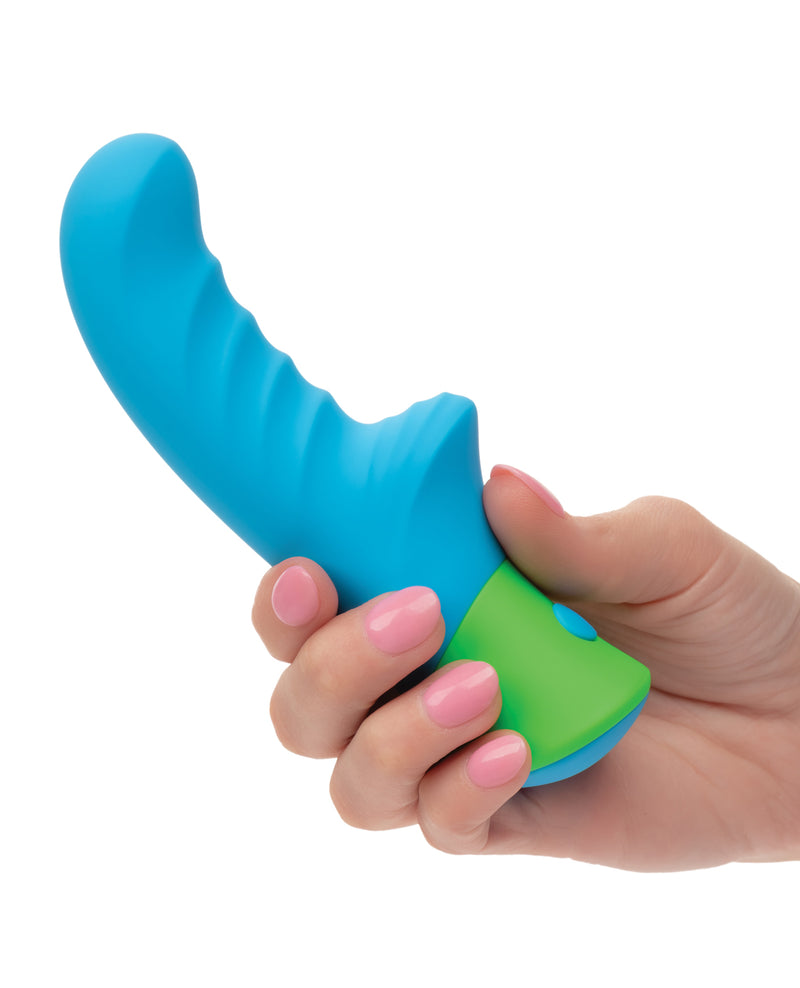 Rave Ridged-G Massager w/Rippled Shaft & Stimulator - Blue/Green