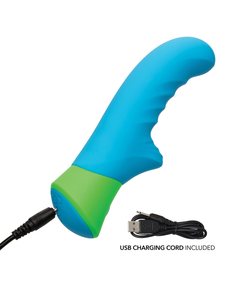 Rave Ridged-G Massager w/Rippled Shaft & Stimulator - Blue/Green